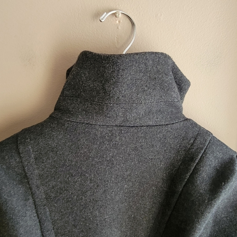 YOKI Outwear Winter Trench Coat Dark Charcoal Size Small Buttons /Belt New - Picture 8 of 15